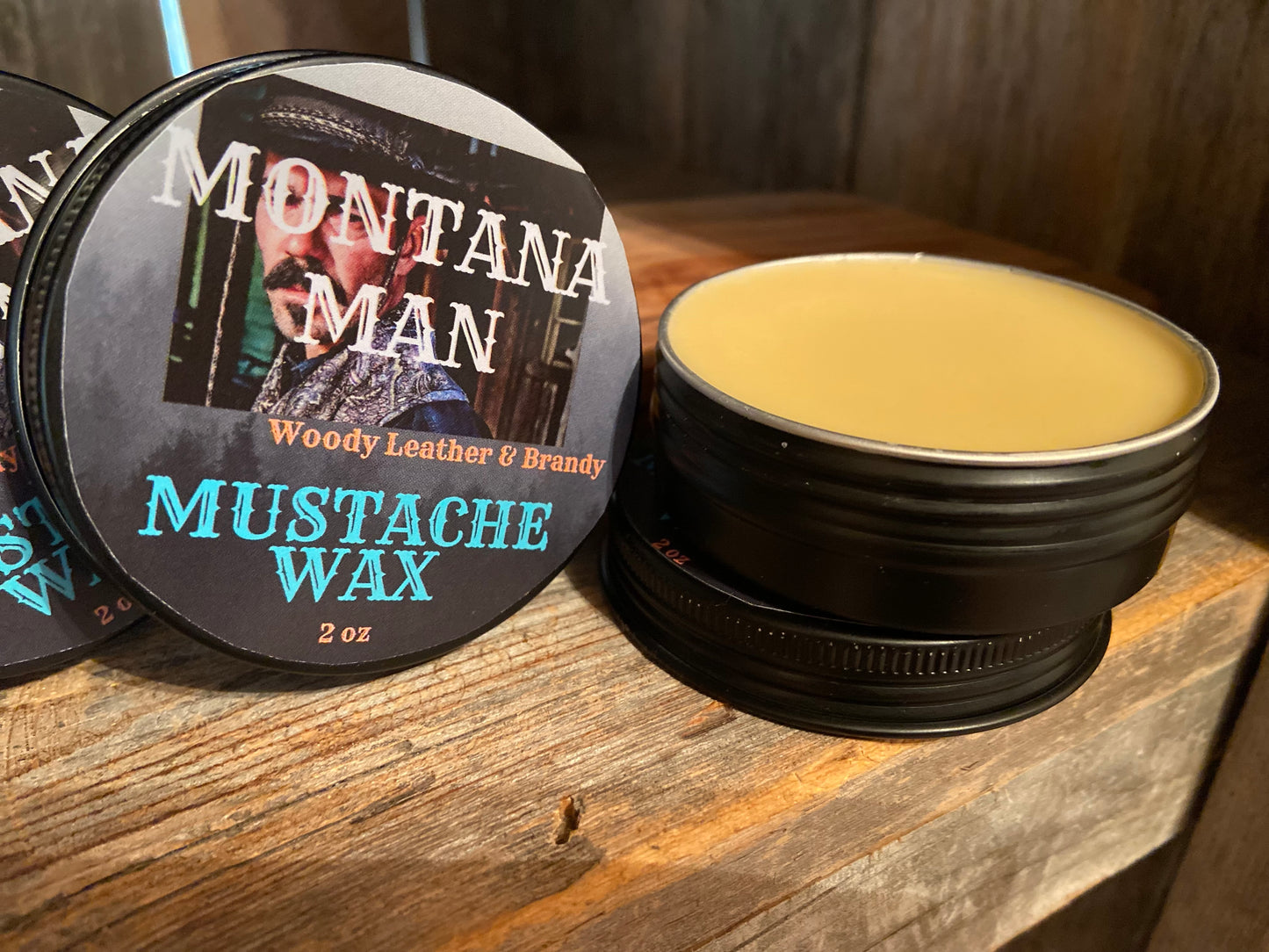 Mustache Wax-Woody Leather & Brandy